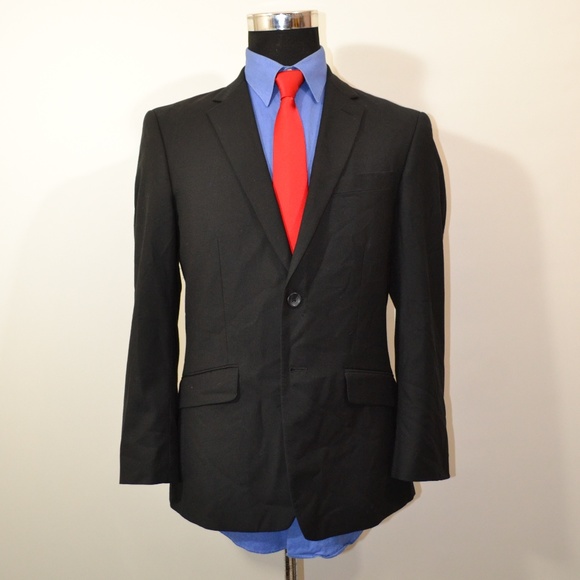Kenneth Cole 38S Sport Coat Blazer Suit Jacket Bla - Picture 1 of 8